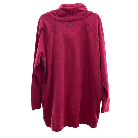 Columbia Pink Fuchsia Drawstring Space Dye Funnel Neck Pullover Sweatshirt Top - Picture 3 of 9